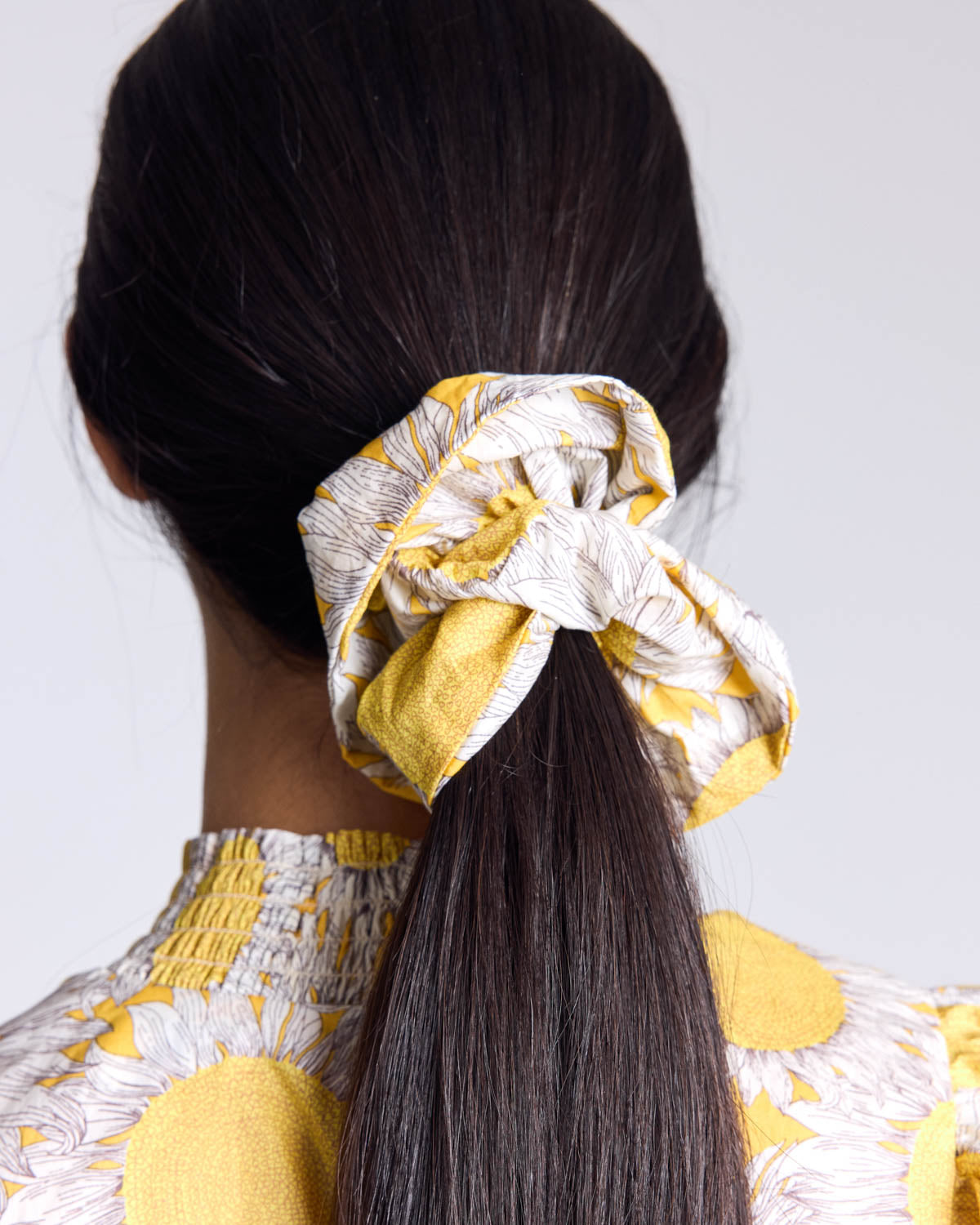 XL Billy scrunchie in yellow sunflower Liberty print