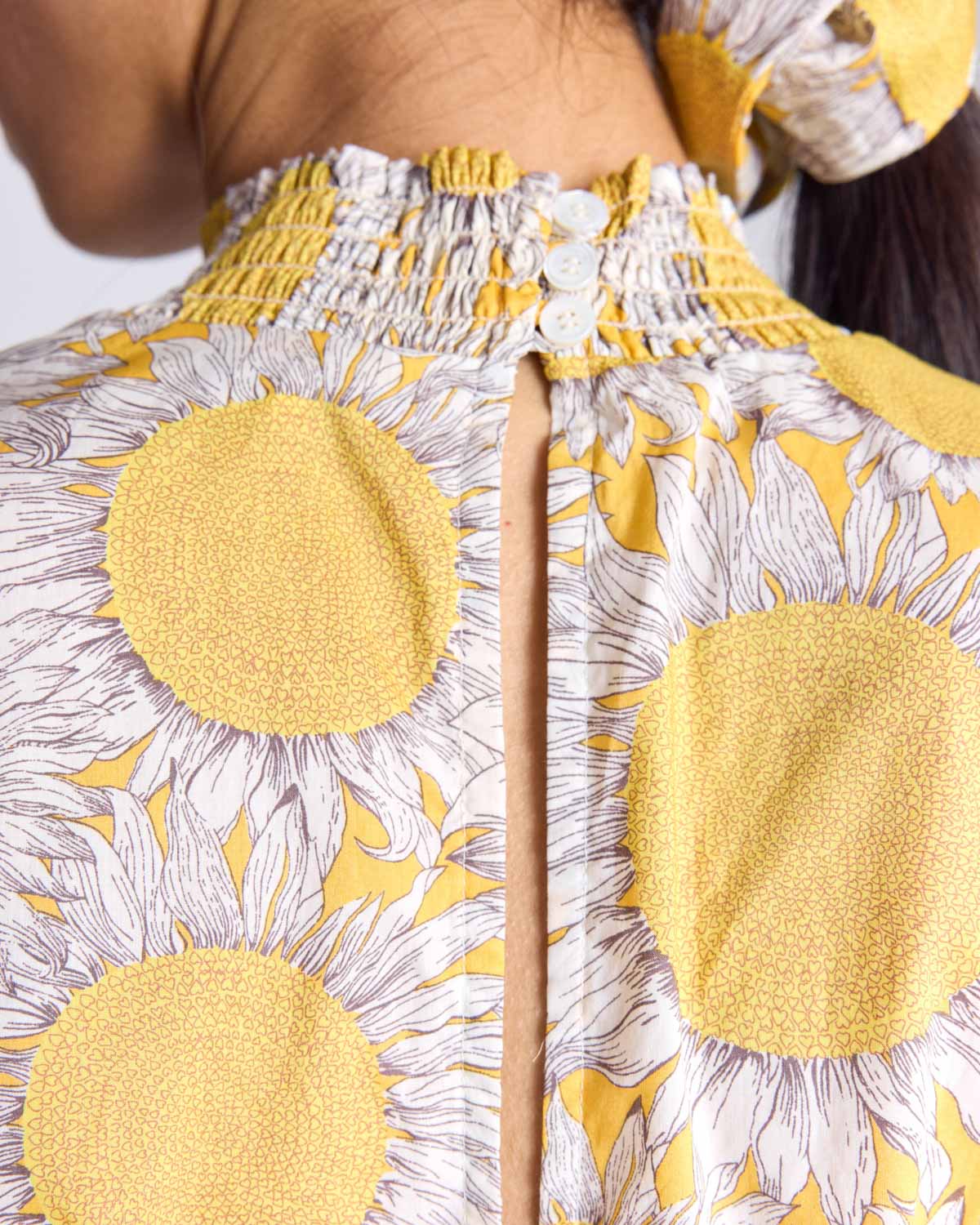 Top Marca imprimé liberty tournesol