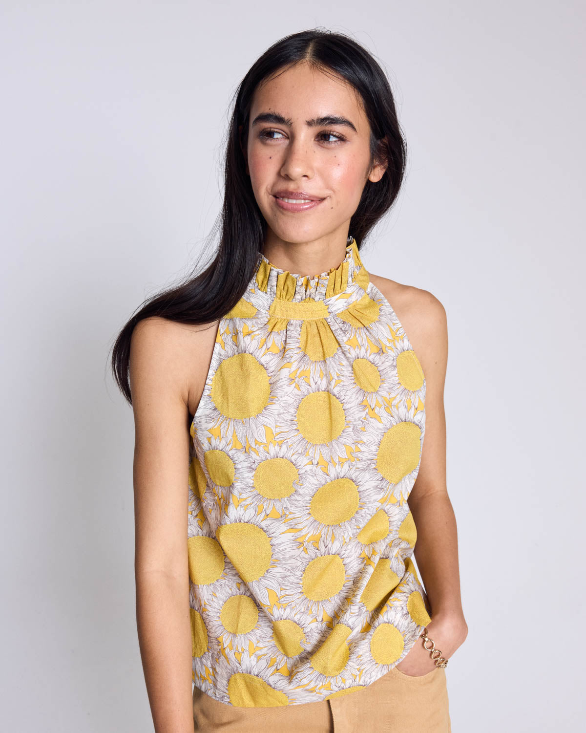 Leonora sunflower liberty print top
