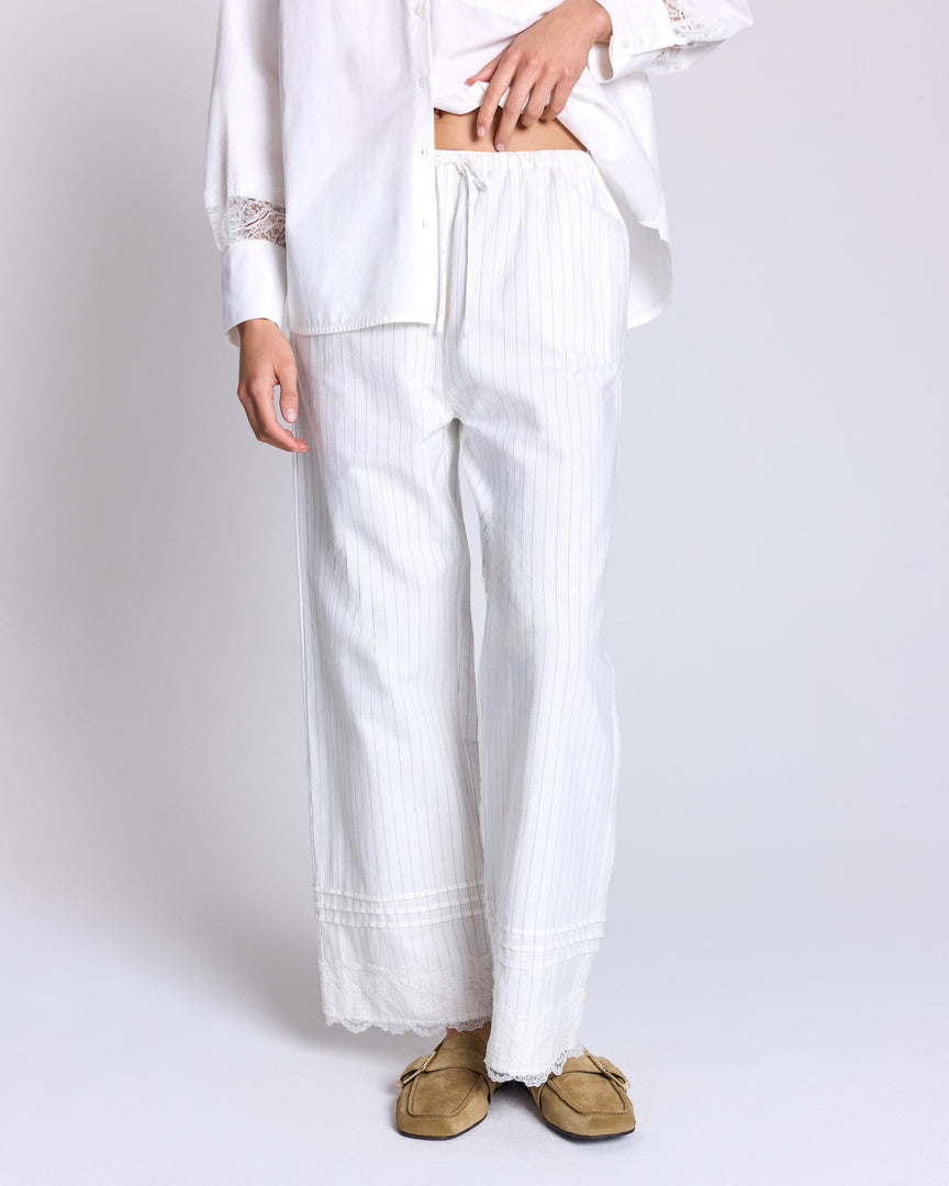 Lizzy striped trousers in green and ecru - Sophie Hallette x Balzac Paris