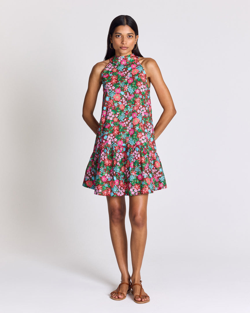 Elisabeth dress in pink and burgundy Liberty print