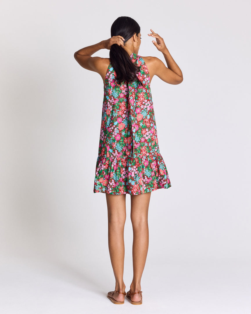 Elisabeth dress in pink and burgundy Liberty print