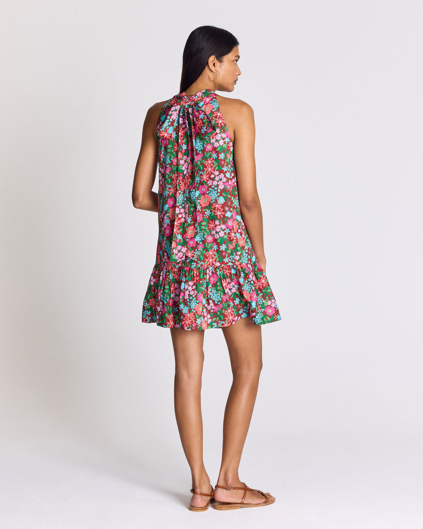 Elisabeth dress in pink and burgundy Liberty print