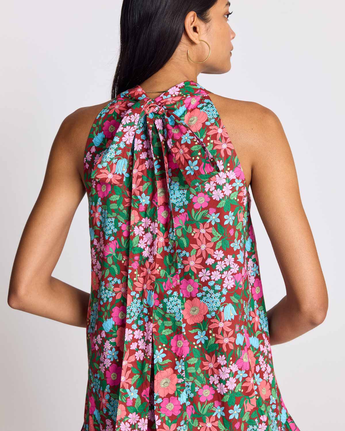 Elisabeth dress in pink and burgundy Liberty print