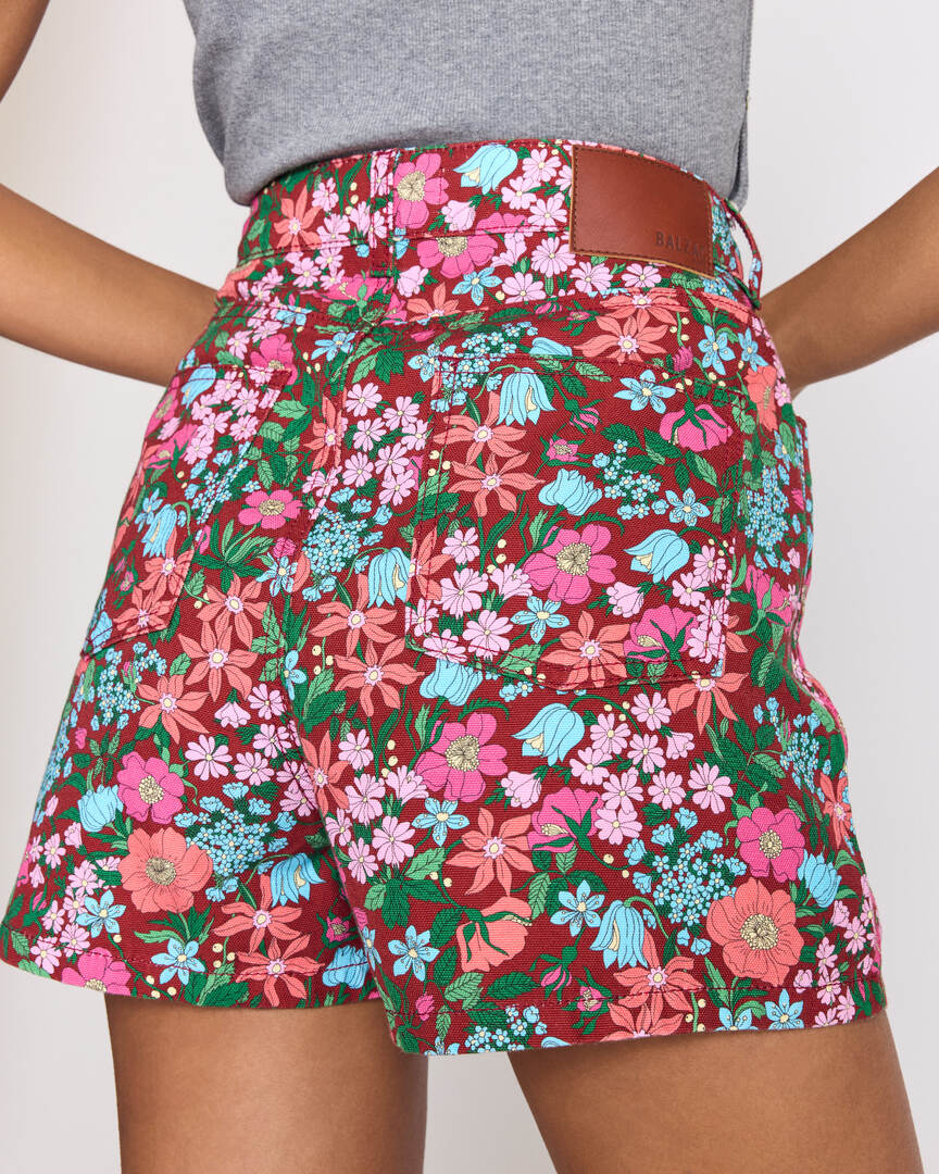Triomphe shorts in pink and burgundy Liberty print