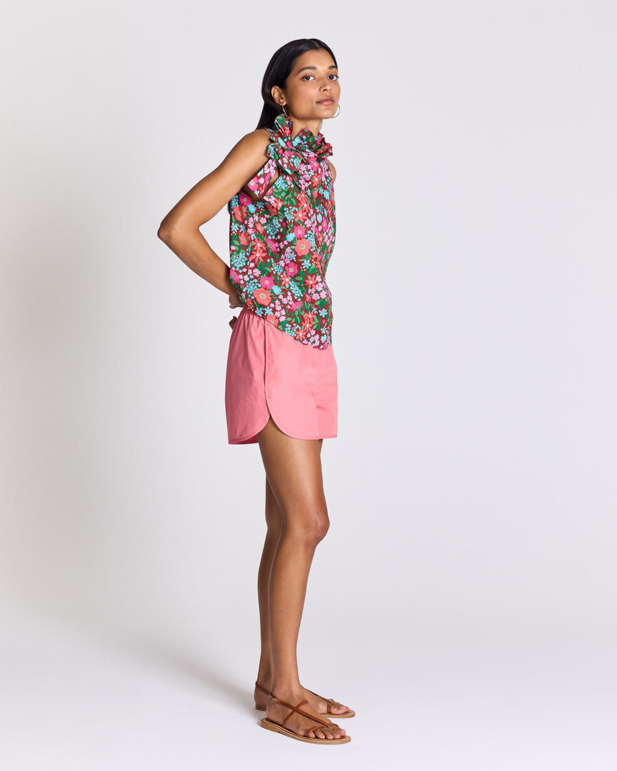 Astrid top with pink and burgundy Liberty print