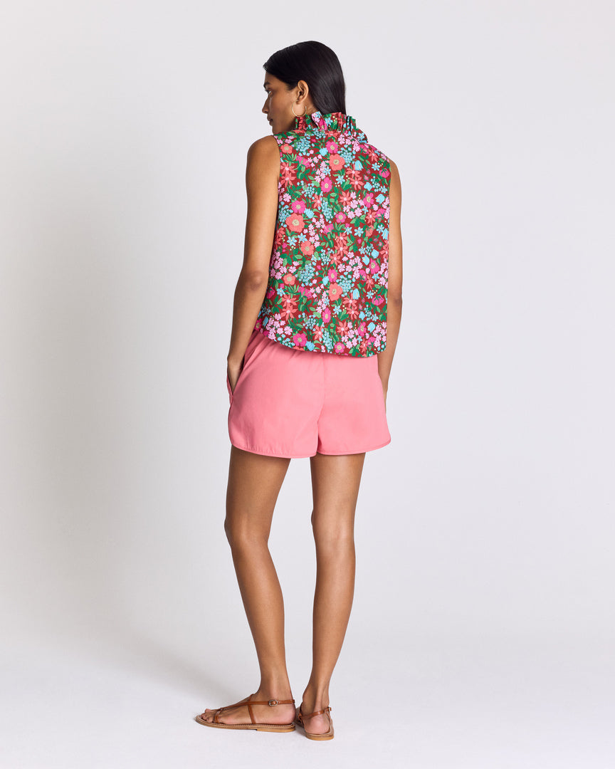 Astrid top with pink and burgundy Liberty print