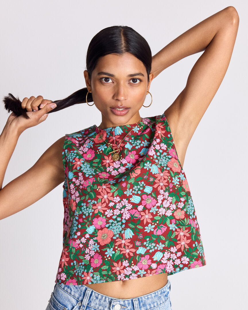 Pink and Burgundy Liberty Print Roda Top