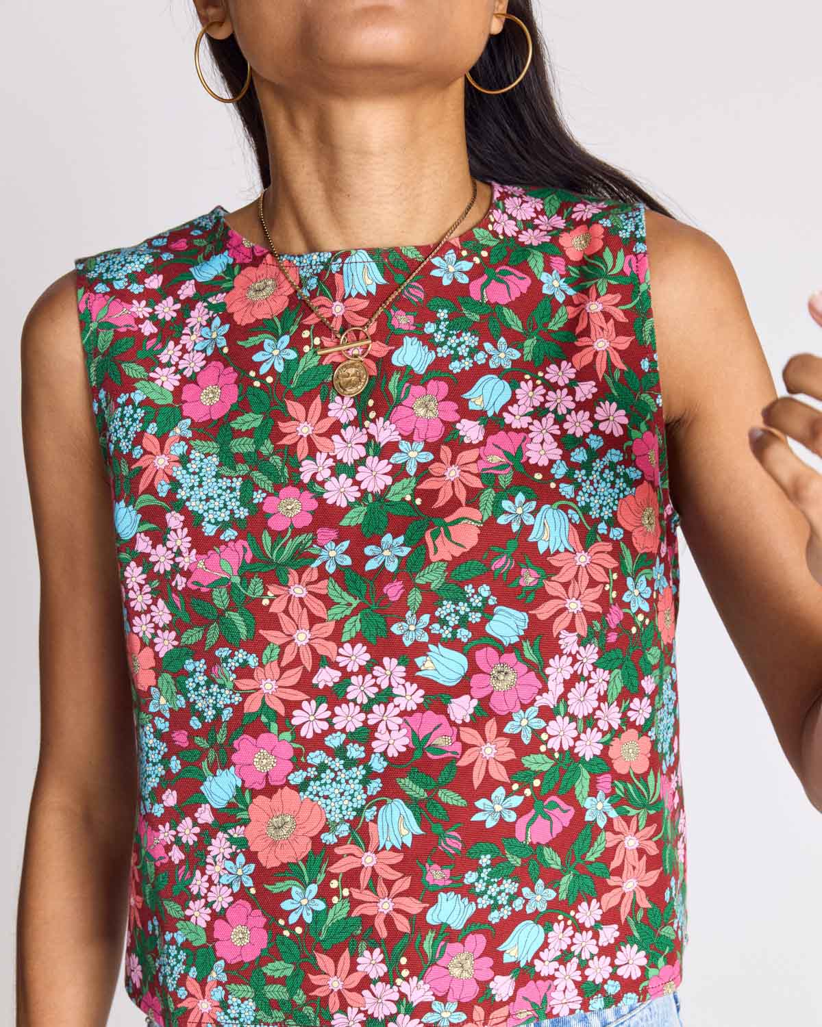 Pink and Burgundy Liberty Print Roda Top