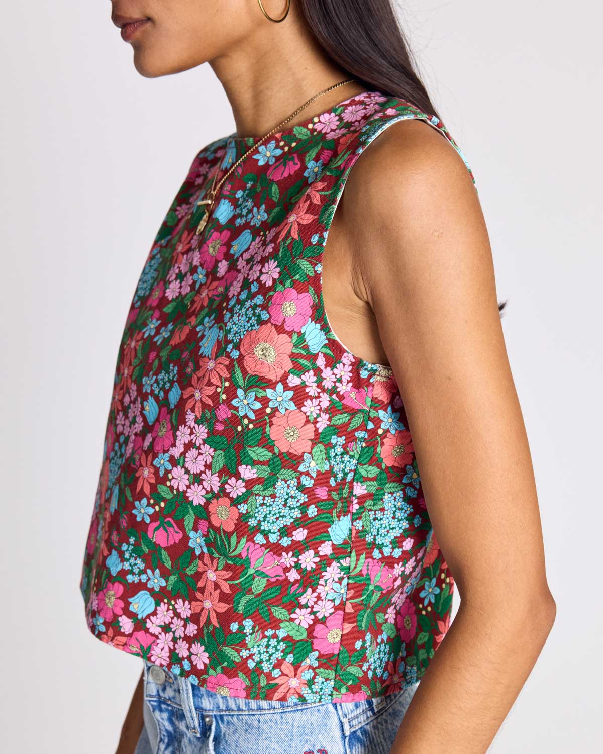 Pink and Burgundy Liberty Print Roda Top