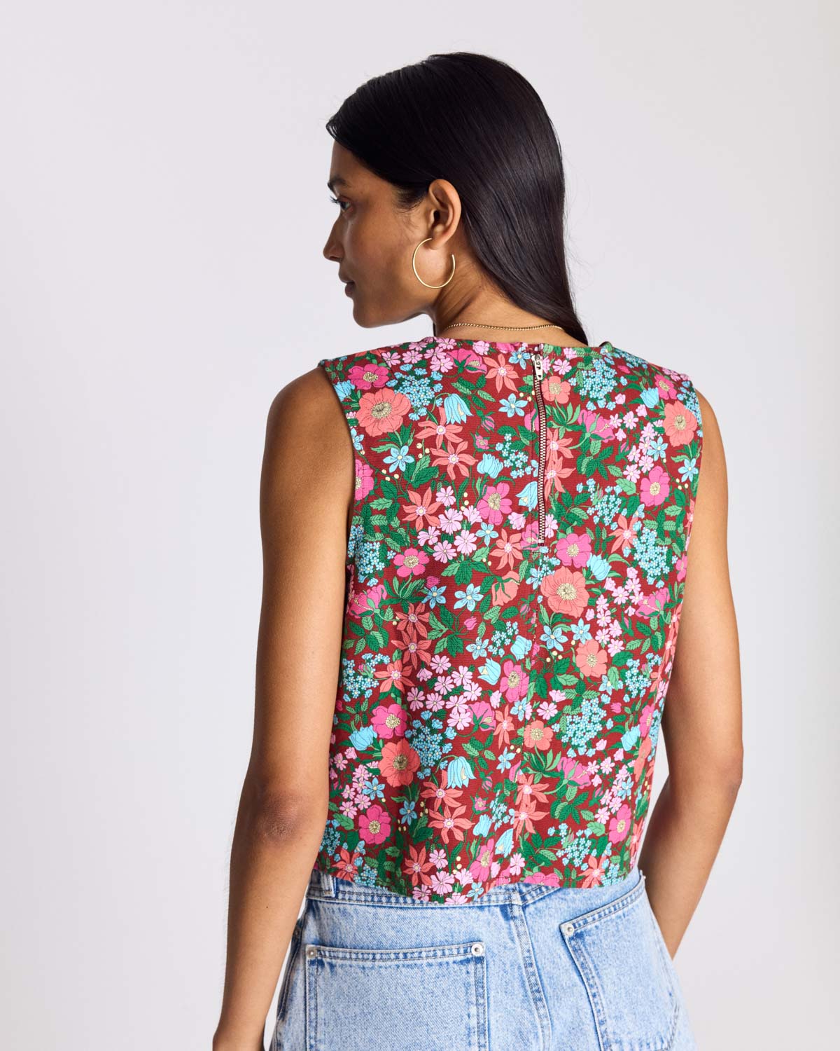 Pink and Burgundy Liberty Print Roda Top