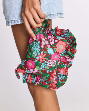 Pochette Carline imprimé Liberty rose et bordeaux