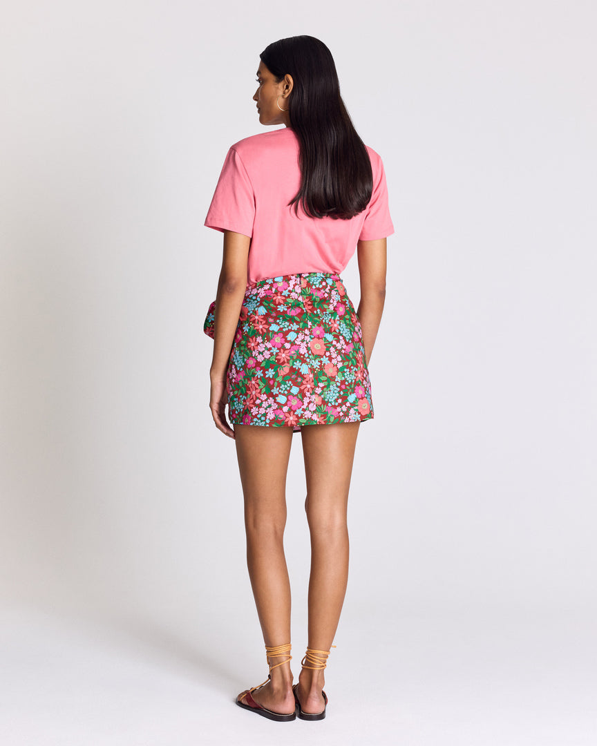 Myriel skirt in pink and burgundy Liberty print