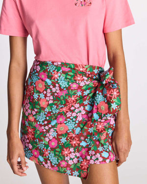 Jupe Myriel imprimé Liberty rose et bordeaux