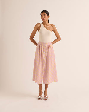 Sally skirt with pink and yellow embroidery