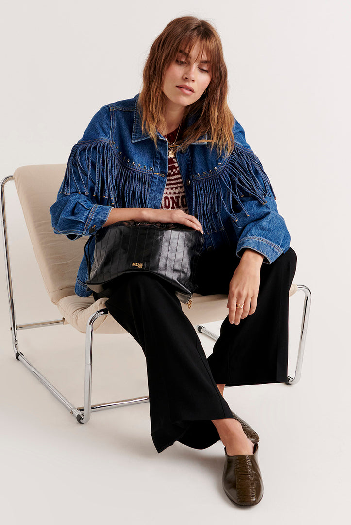 Bag Amaïa crinkled blue night