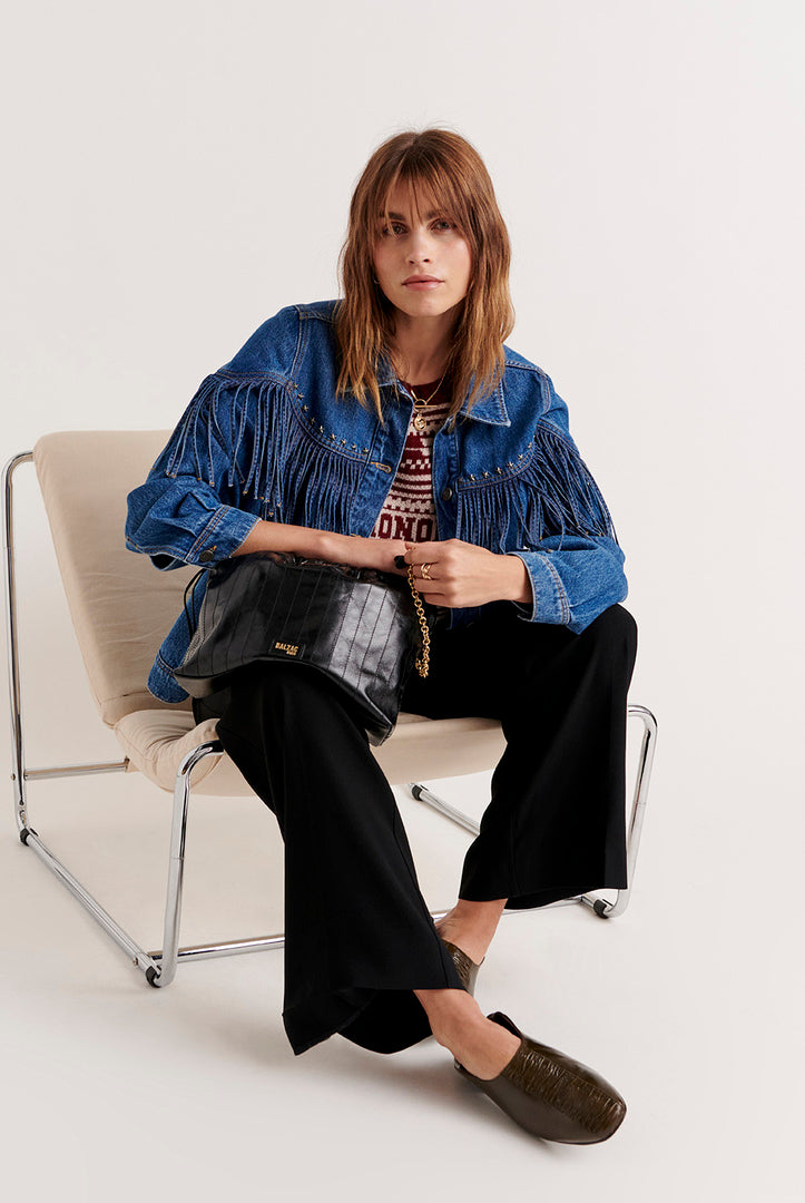 Bag Amaïa crinkled blue night