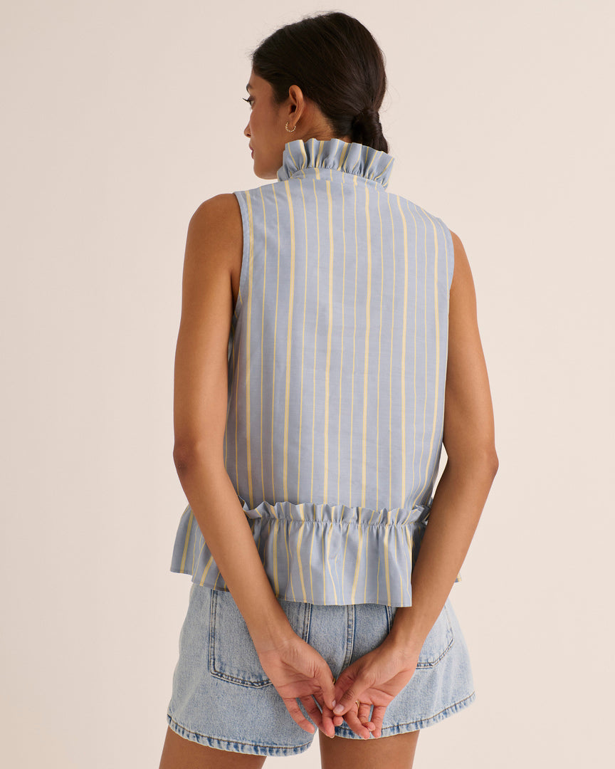 Gersa top blue and yellow stripes