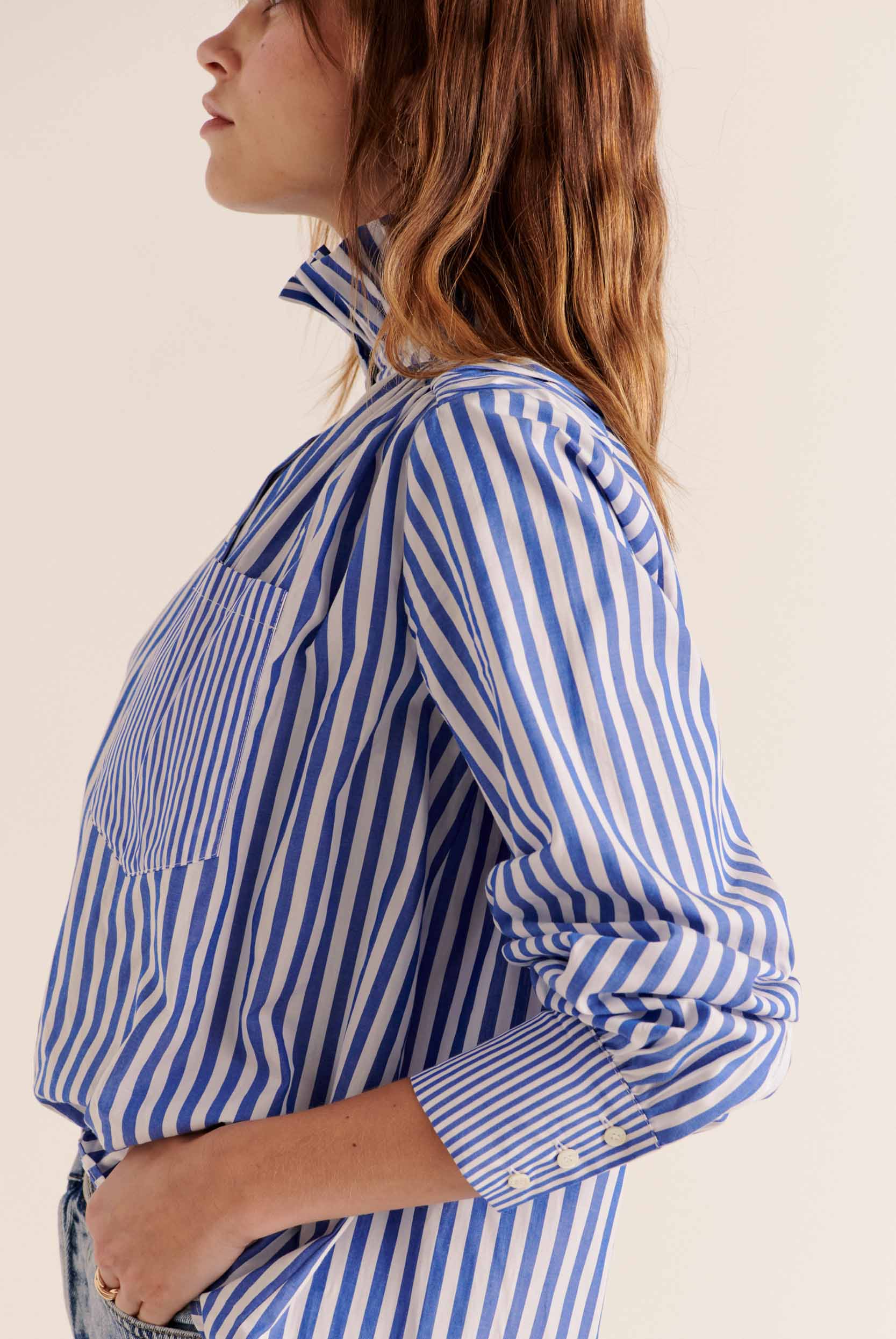 Shirt Léonor stripes white and blue