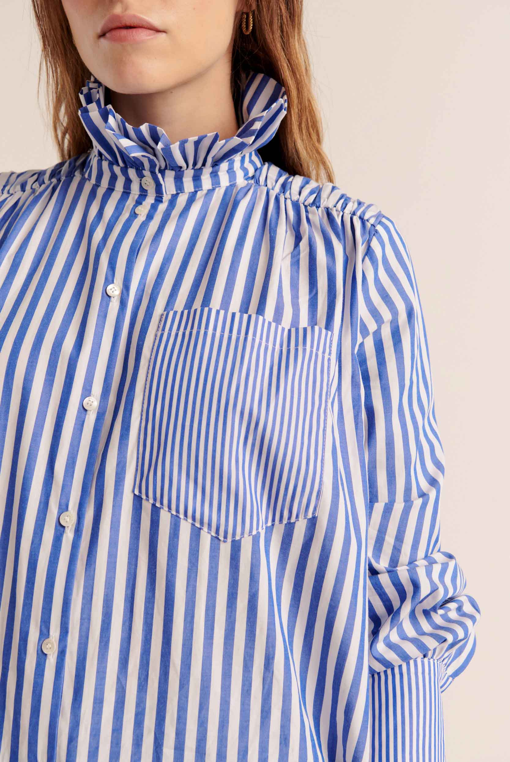Shirt Léonor stripes white and blue
