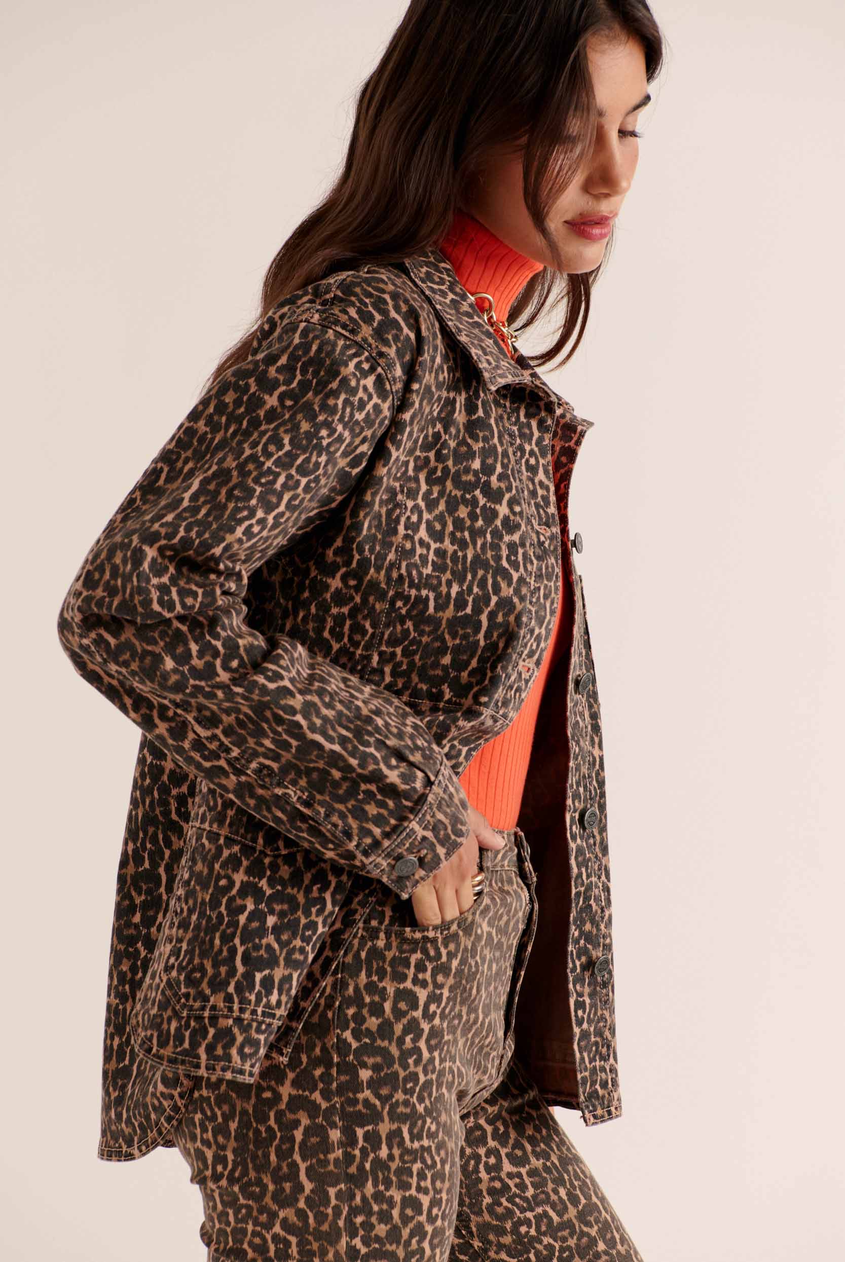 Jacket Marais leopard coffee