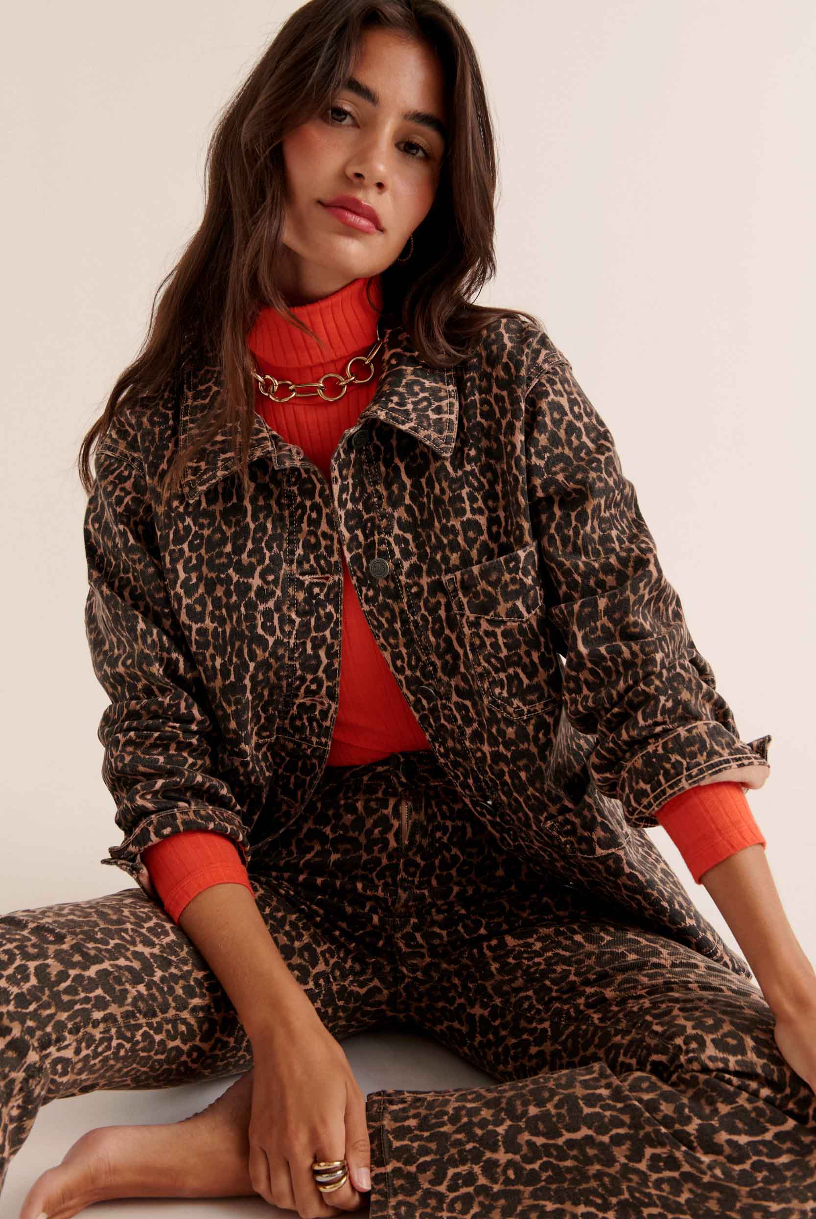 Jacket Marais leopard coffee