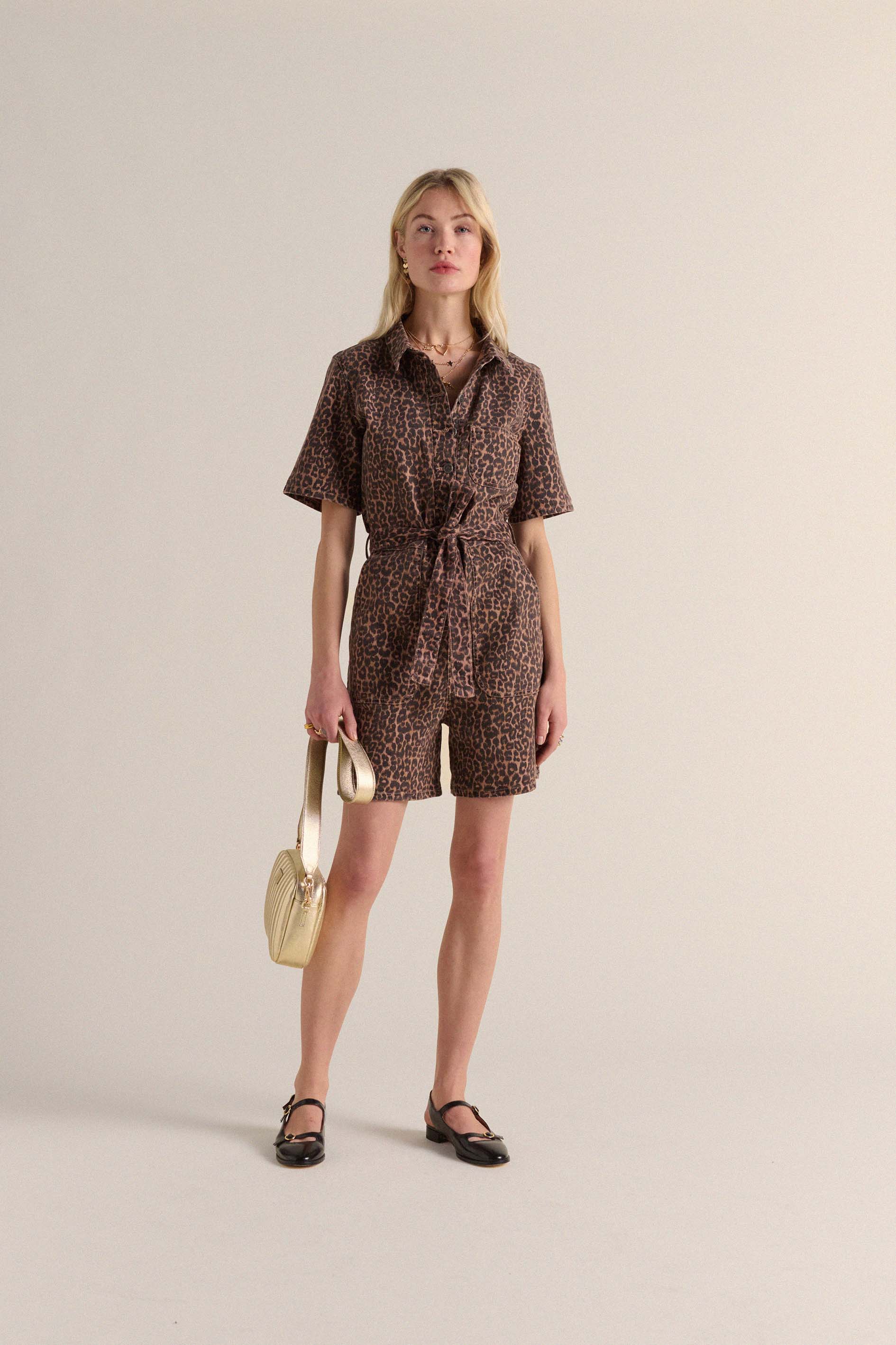 Jumpsuit Floralie leopard coffee