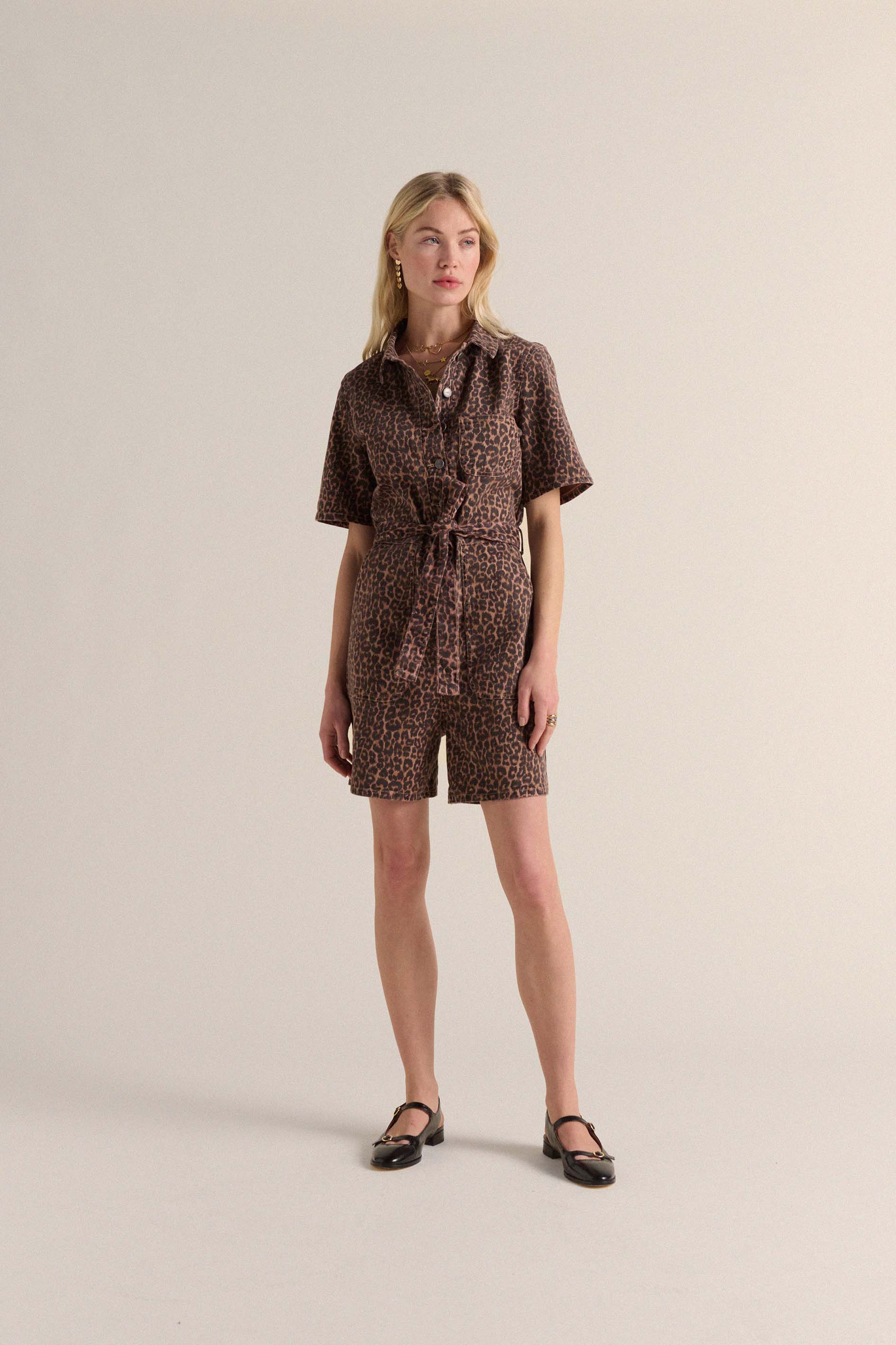 Jumpsuit Floralie leopard coffee