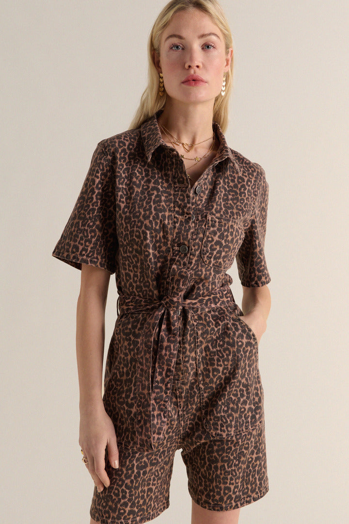 Jumpsuit Floralie leopard coffee