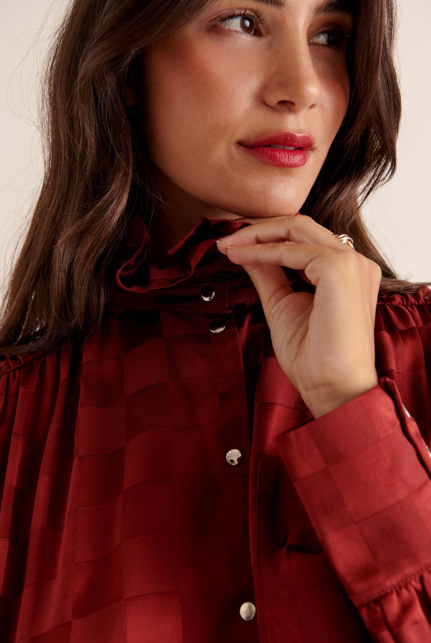 Léonor burgundy checkered shirt