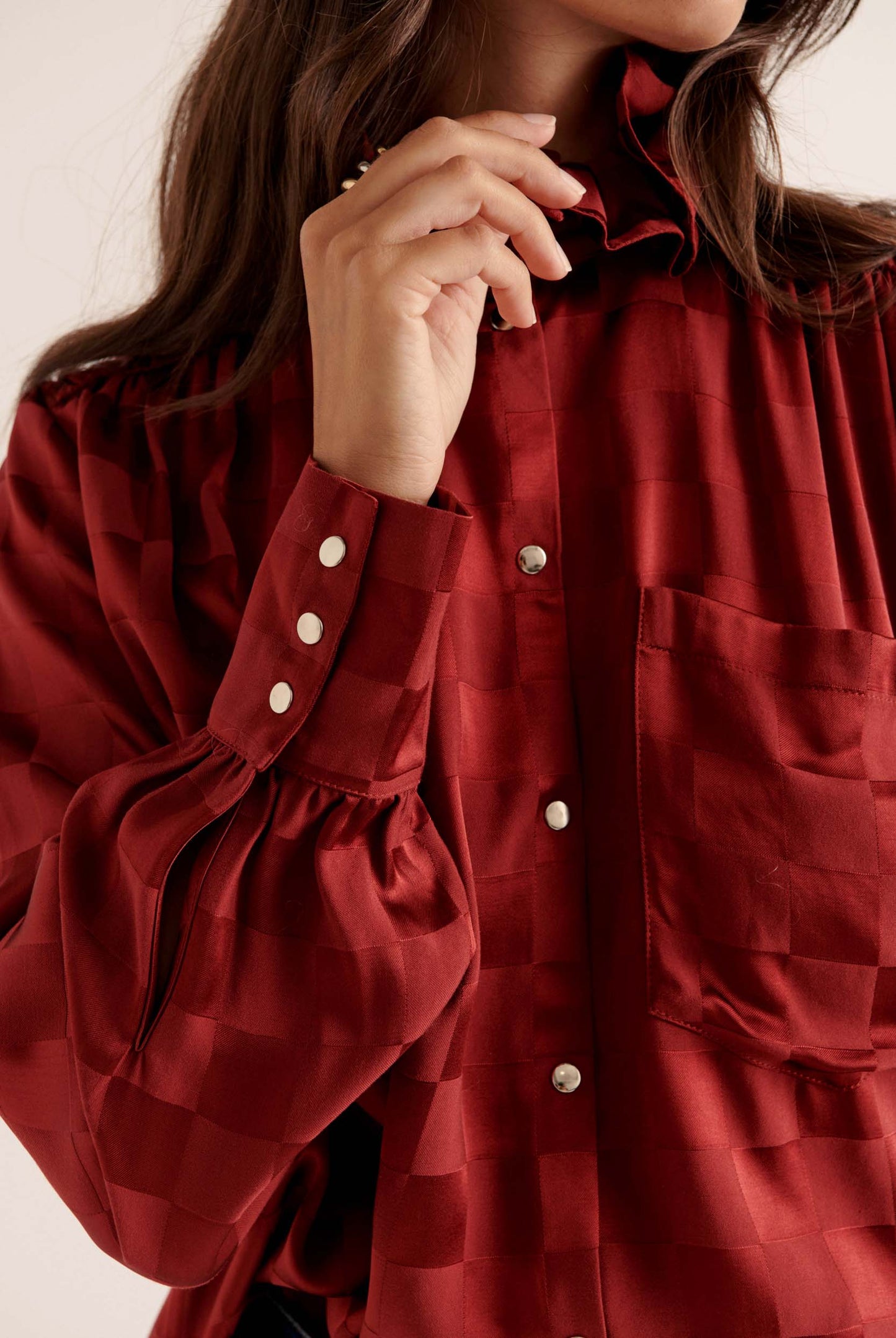 Léonor burgundy checkered shirt