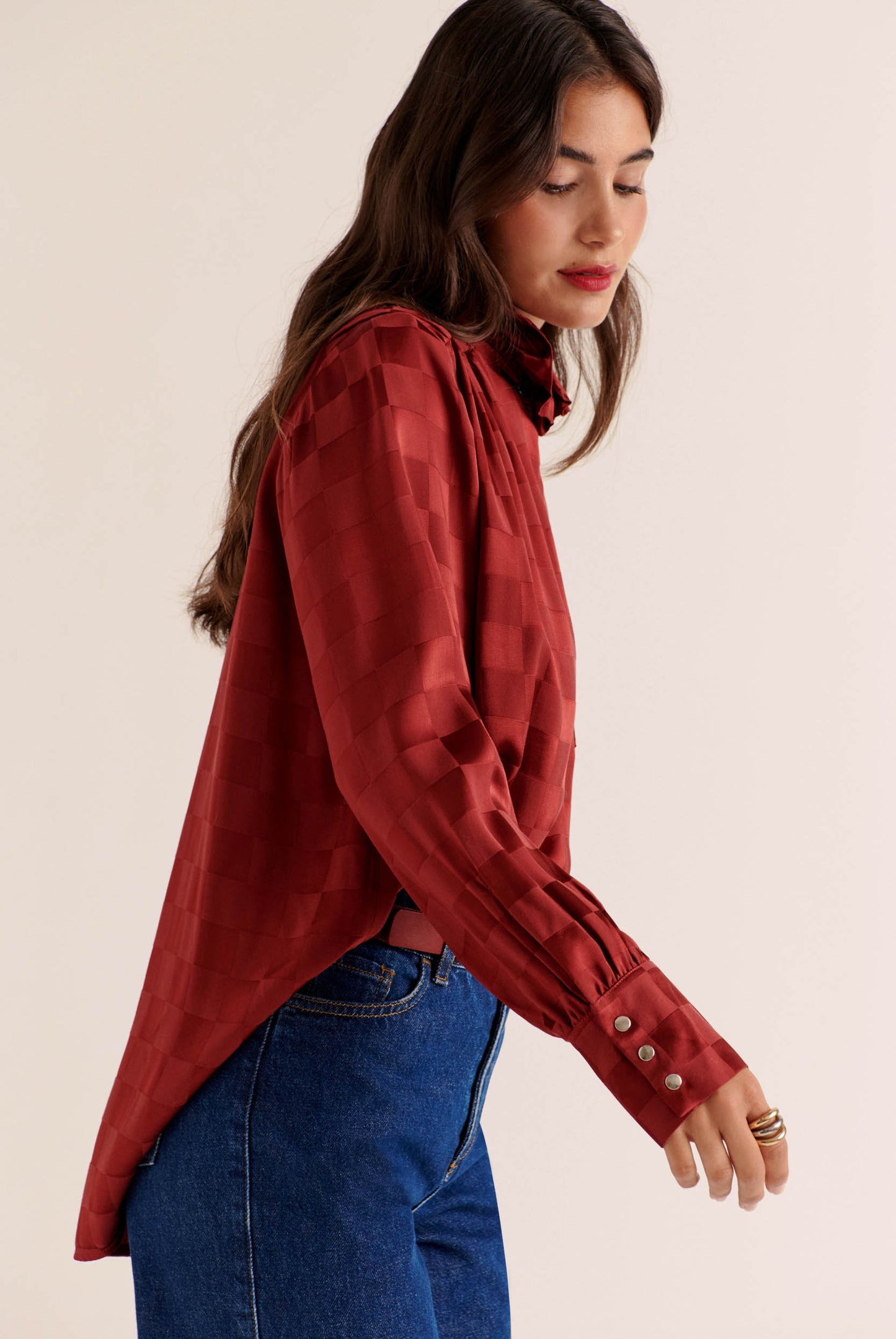 Léonor burgundy checkered shirt