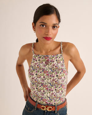 Clem top with sunset flower print