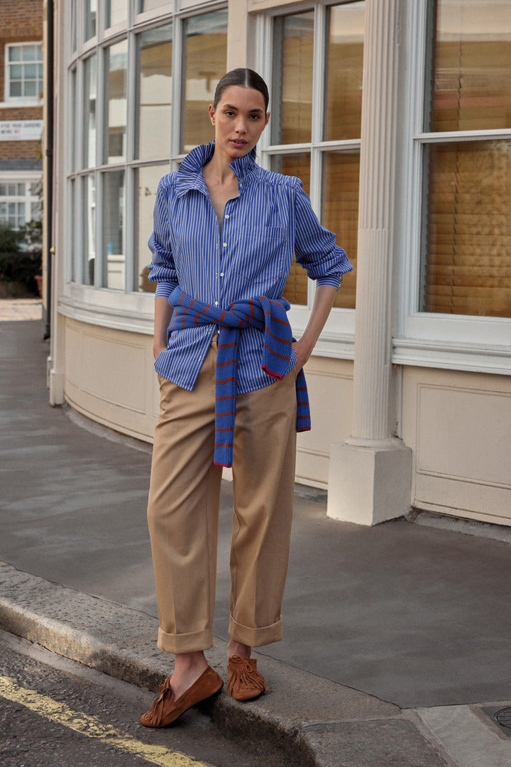 Alix loafers with hazelnut split leather fringe