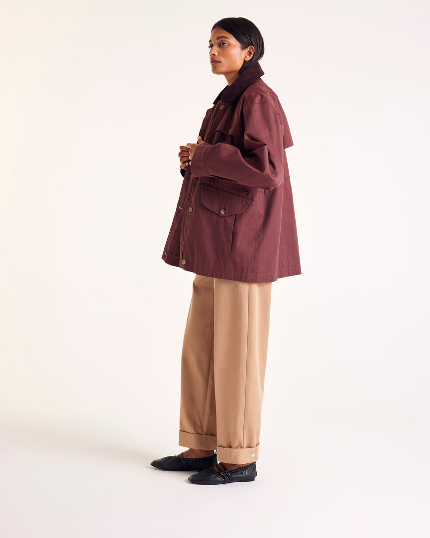 Jacket Eloi aubergine and chocolate