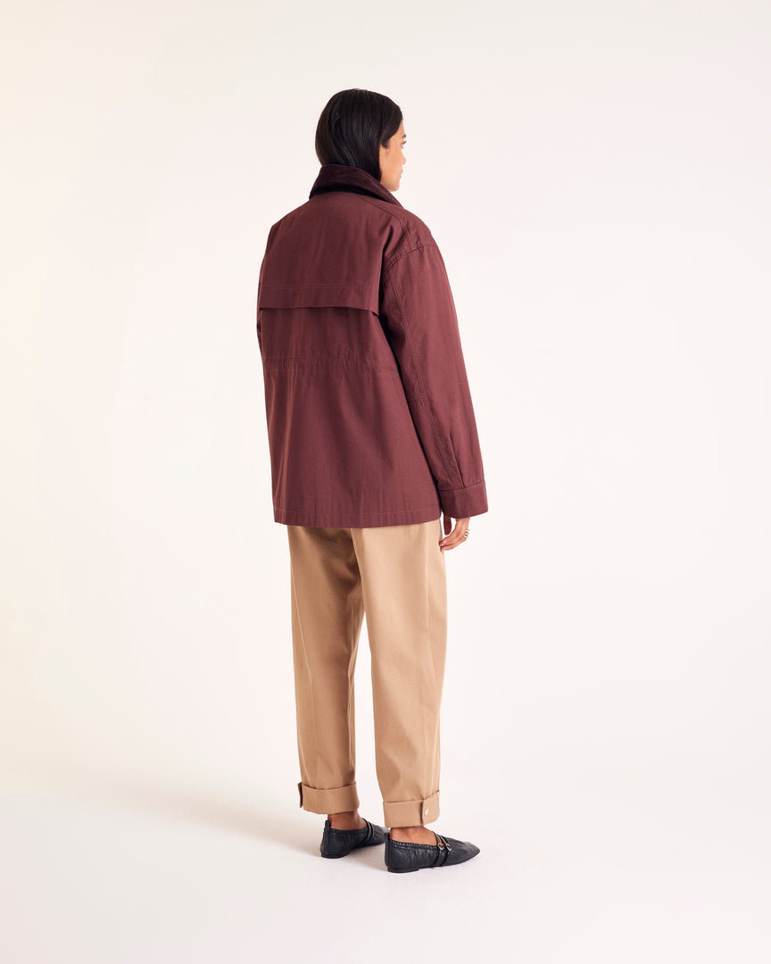 Jacket Eloi aubergine and chocolate
