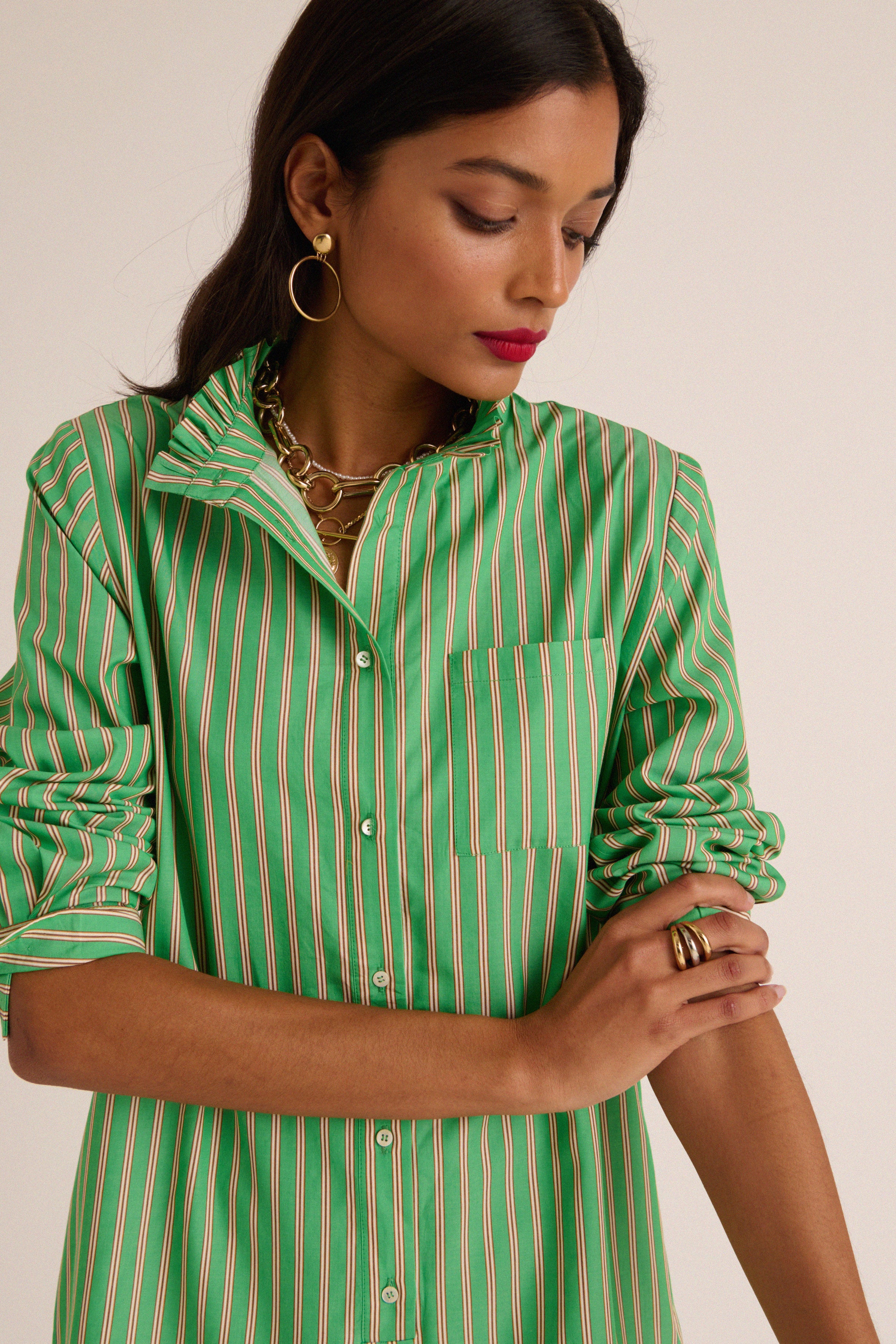 Papille green and yellow striped jumpsuit