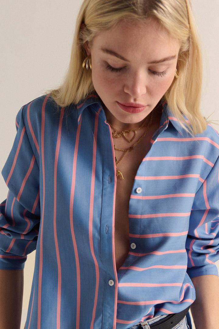 Blue and pink striped Liseron shirt