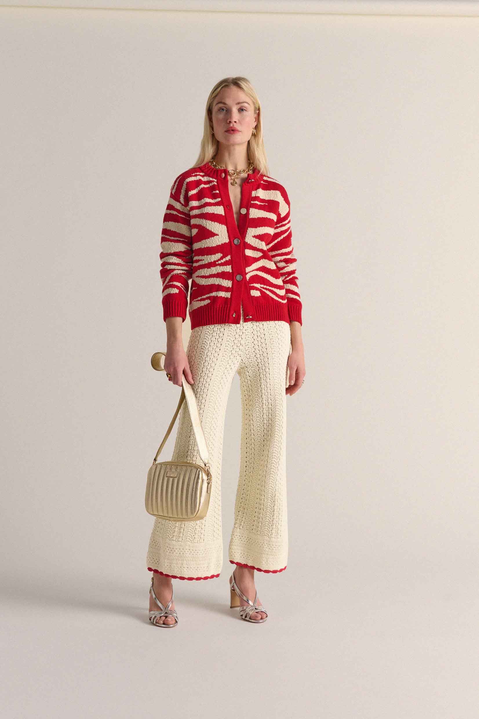 Cardigan Giboulé red and ecru