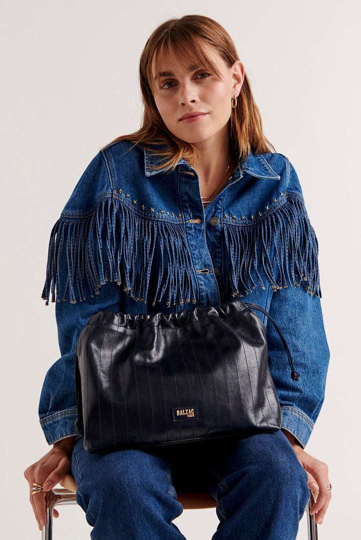 Bag Amaïa crinkled blue night