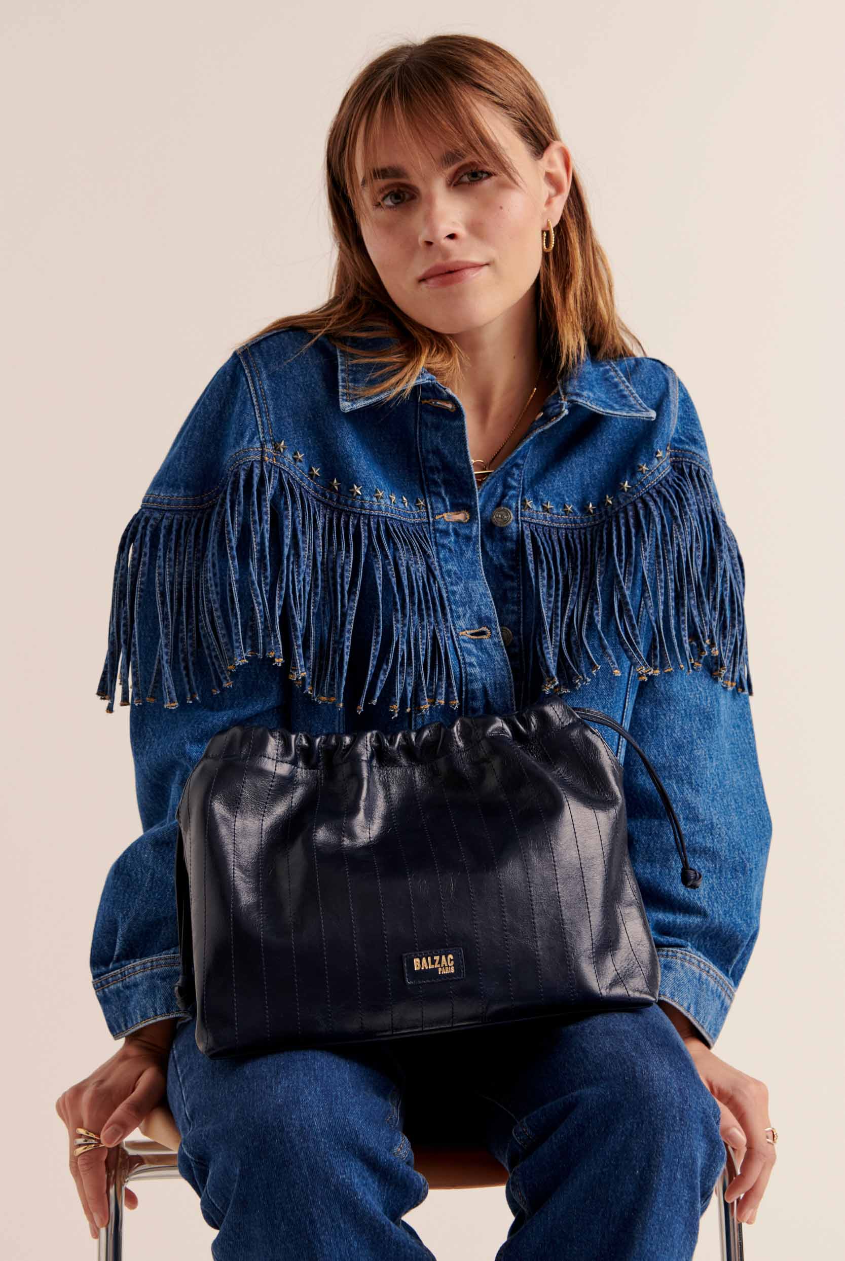 Bag Amaïa crinkled blue night