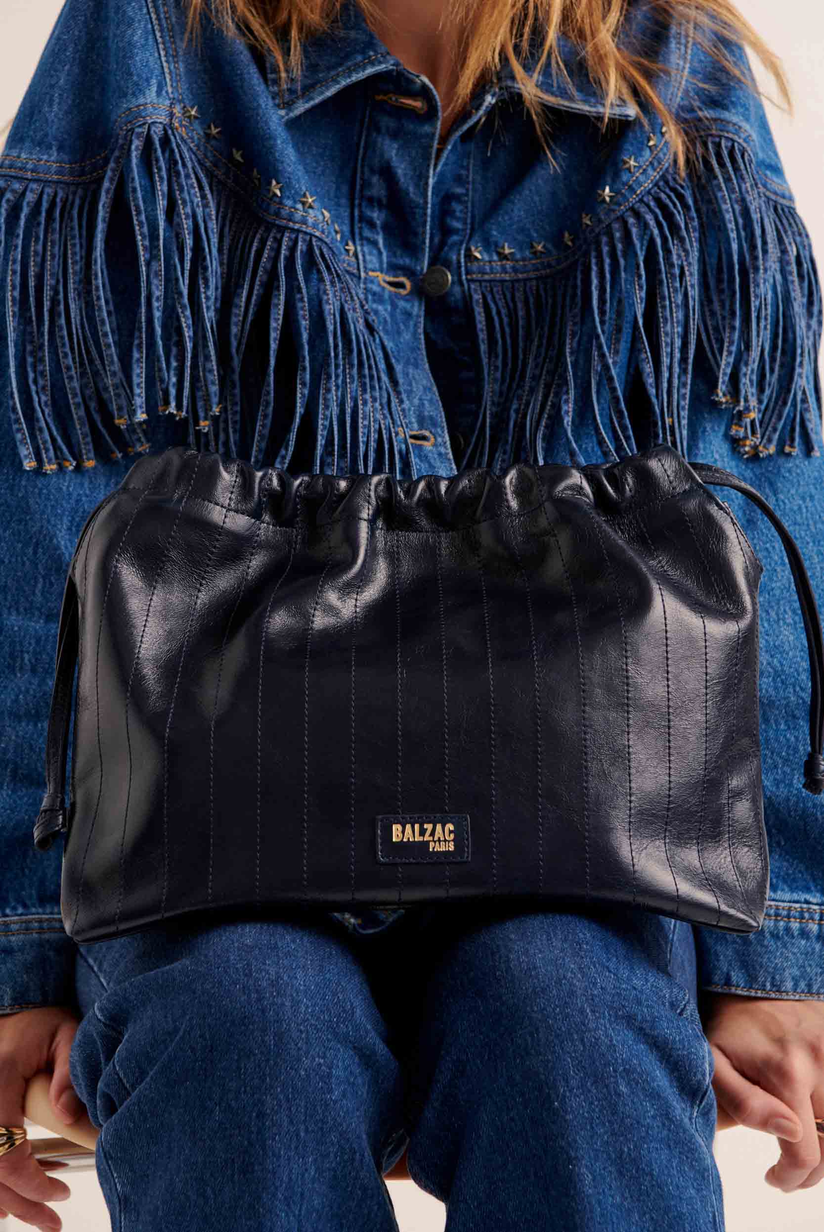 Bag Amaïa crinkled blue night