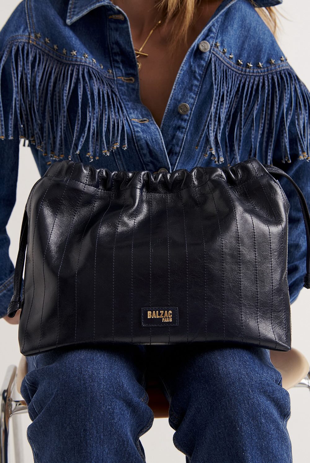 Bag Amaïa crinkled blue night
