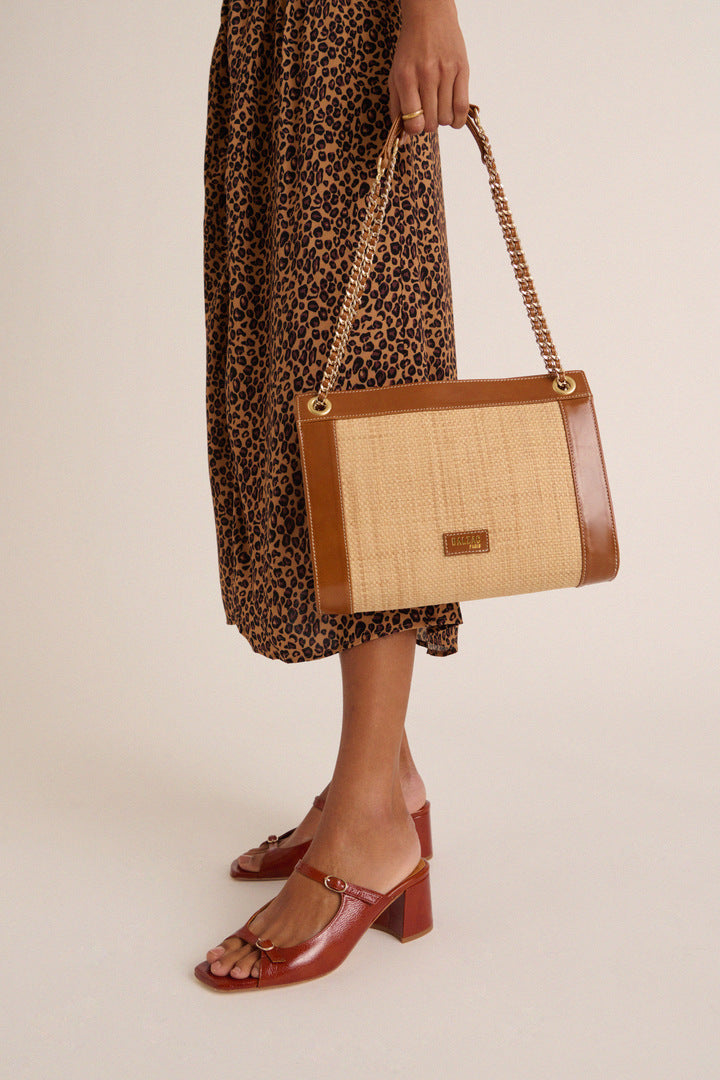 Mules Joane patent crinkled cognac