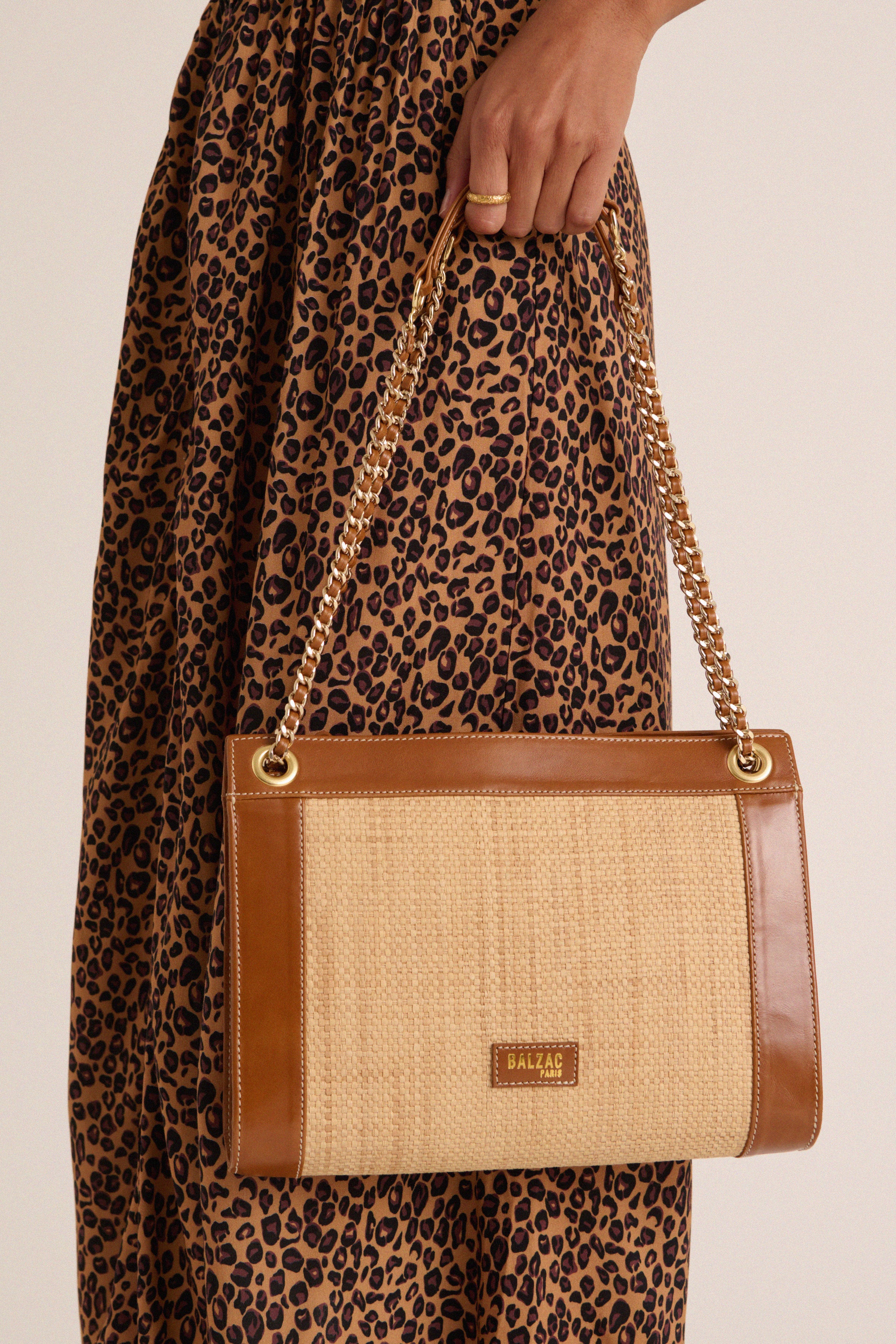 Bag Rodin raffia and camel