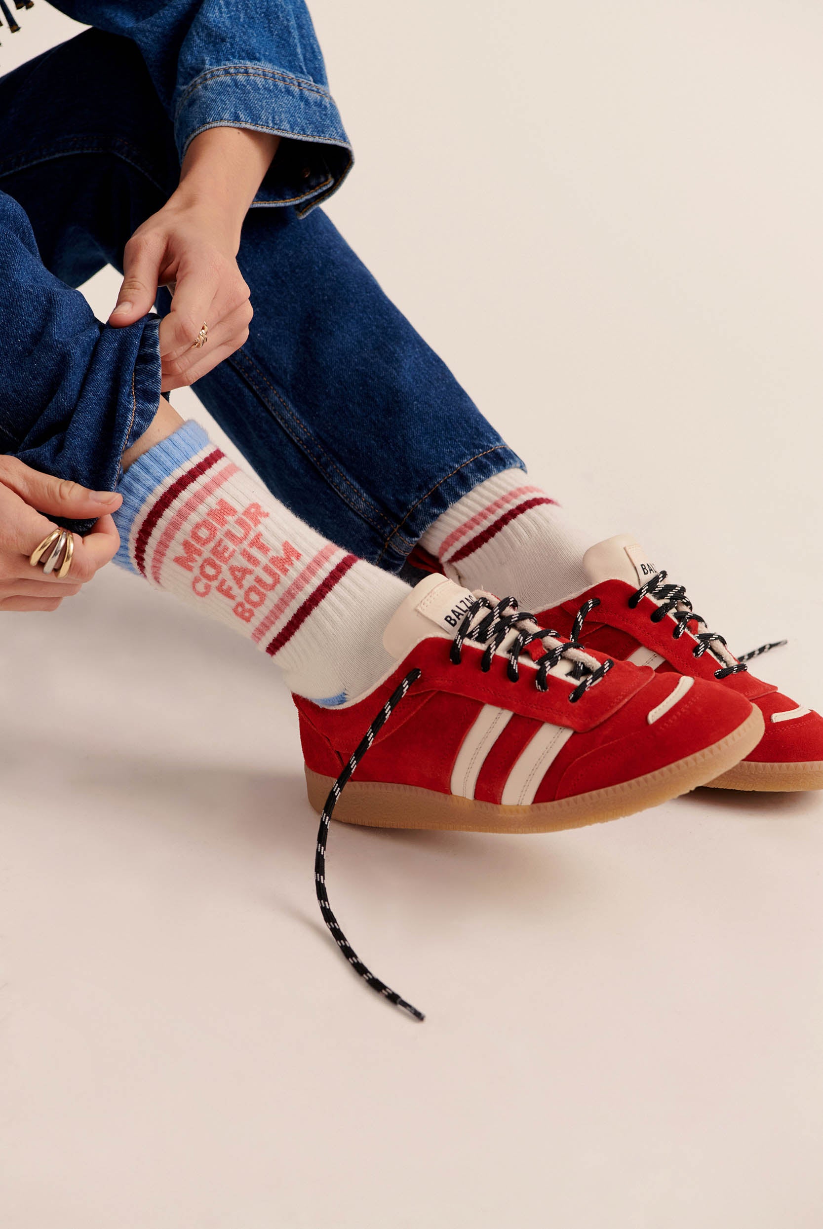 Sneakers Quinn suede of leather red