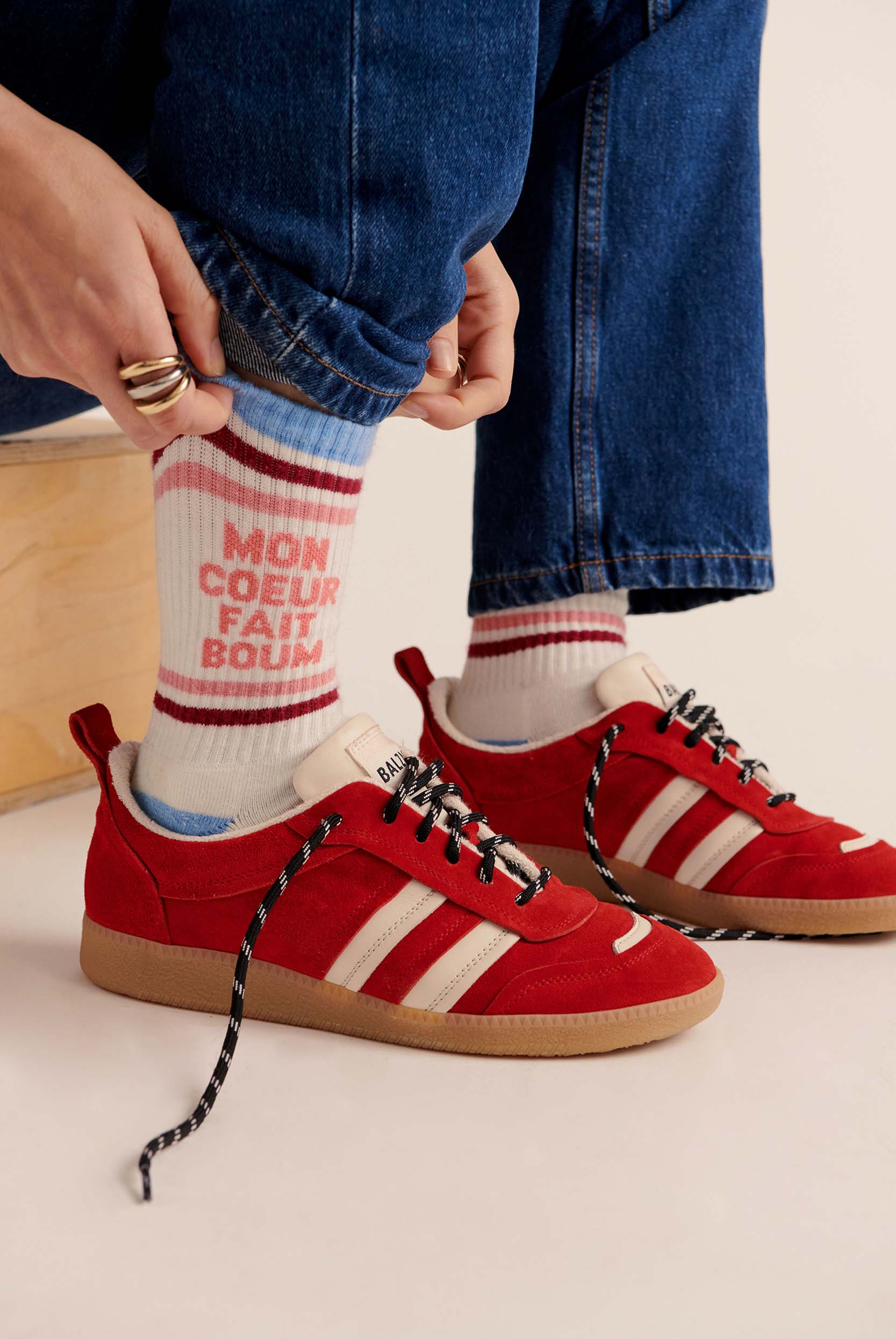 Sneakers Quinn suede of leather red