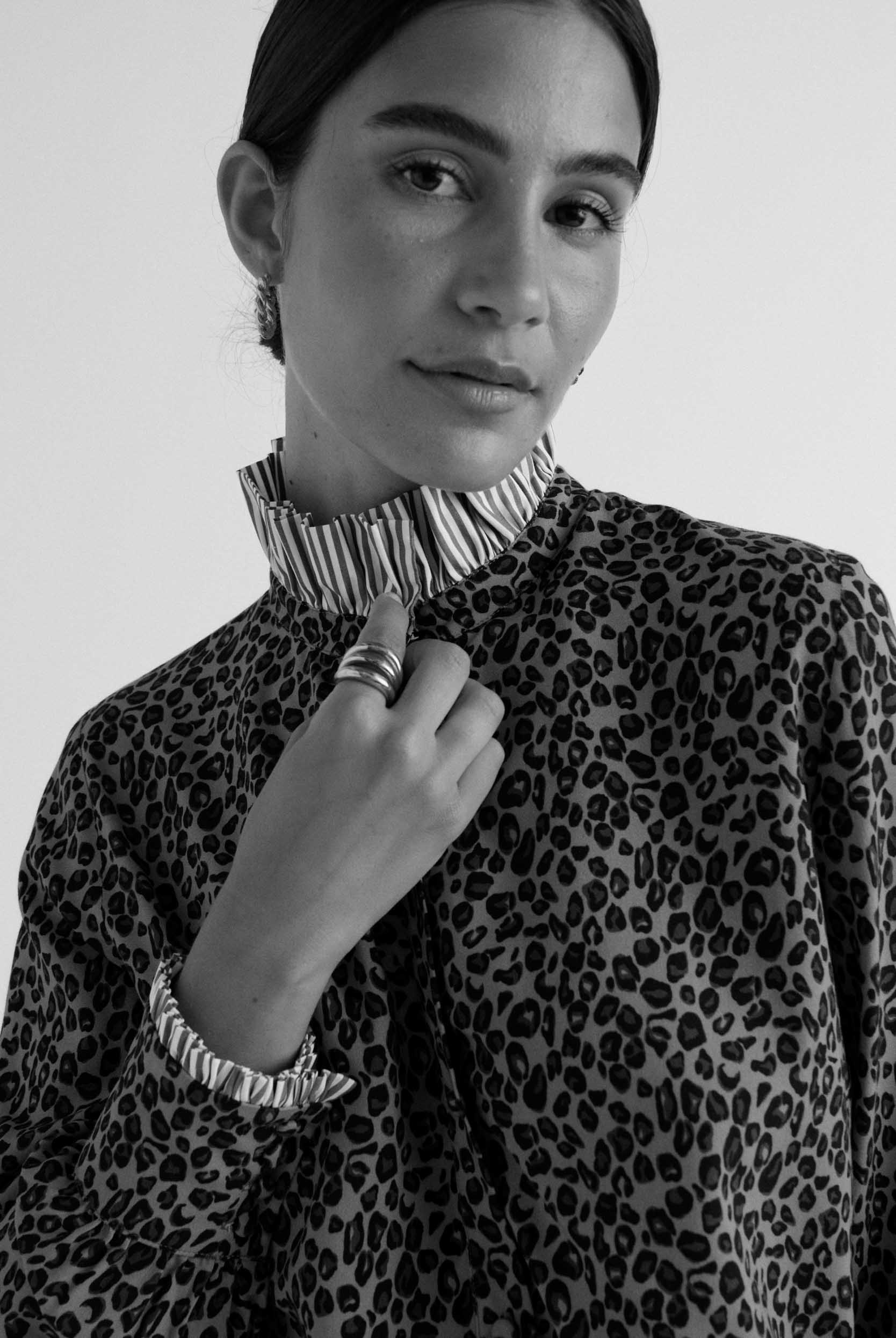 Shirt Mina leopard and stripes blue