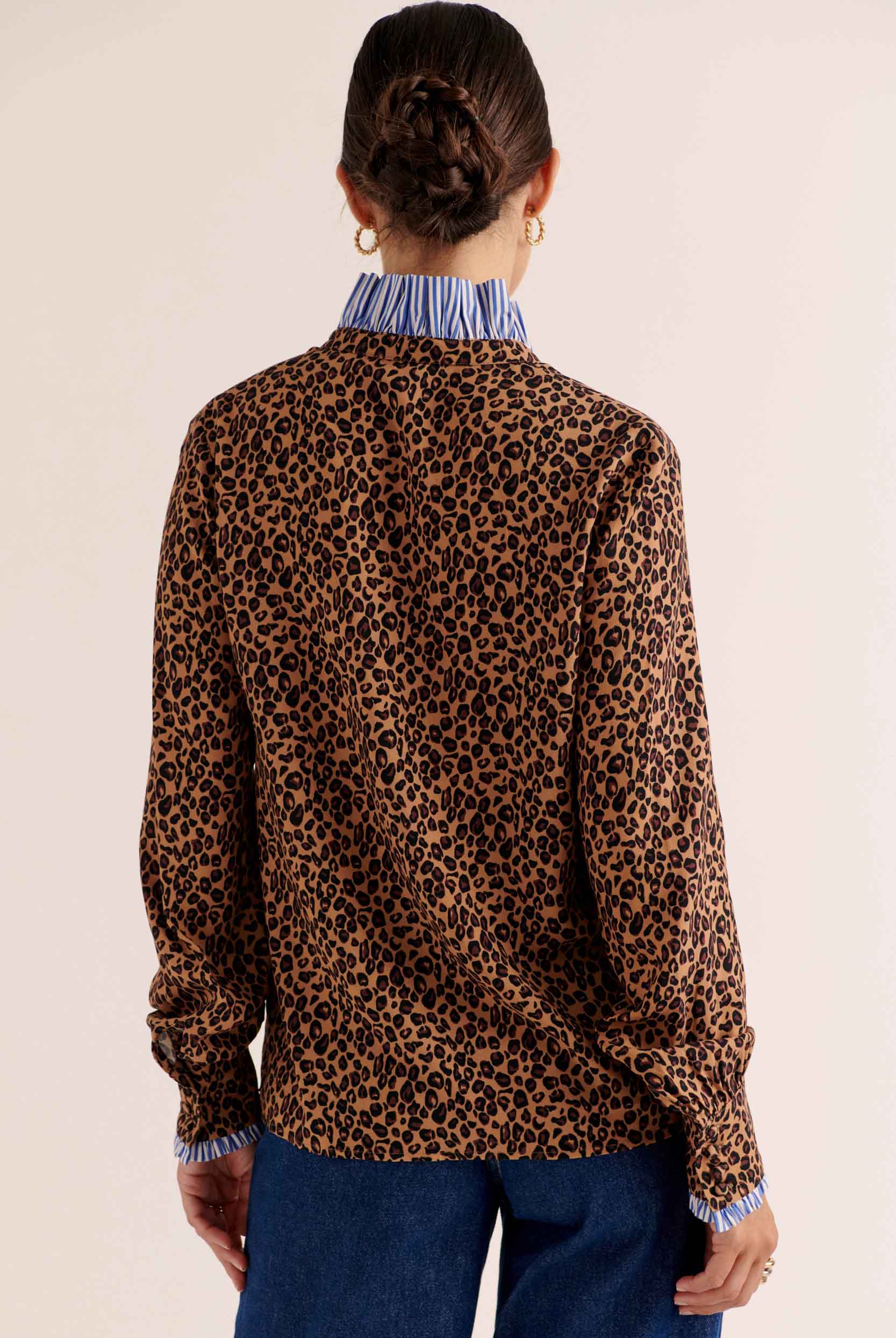 Shirt Mina leopard and stripes blue