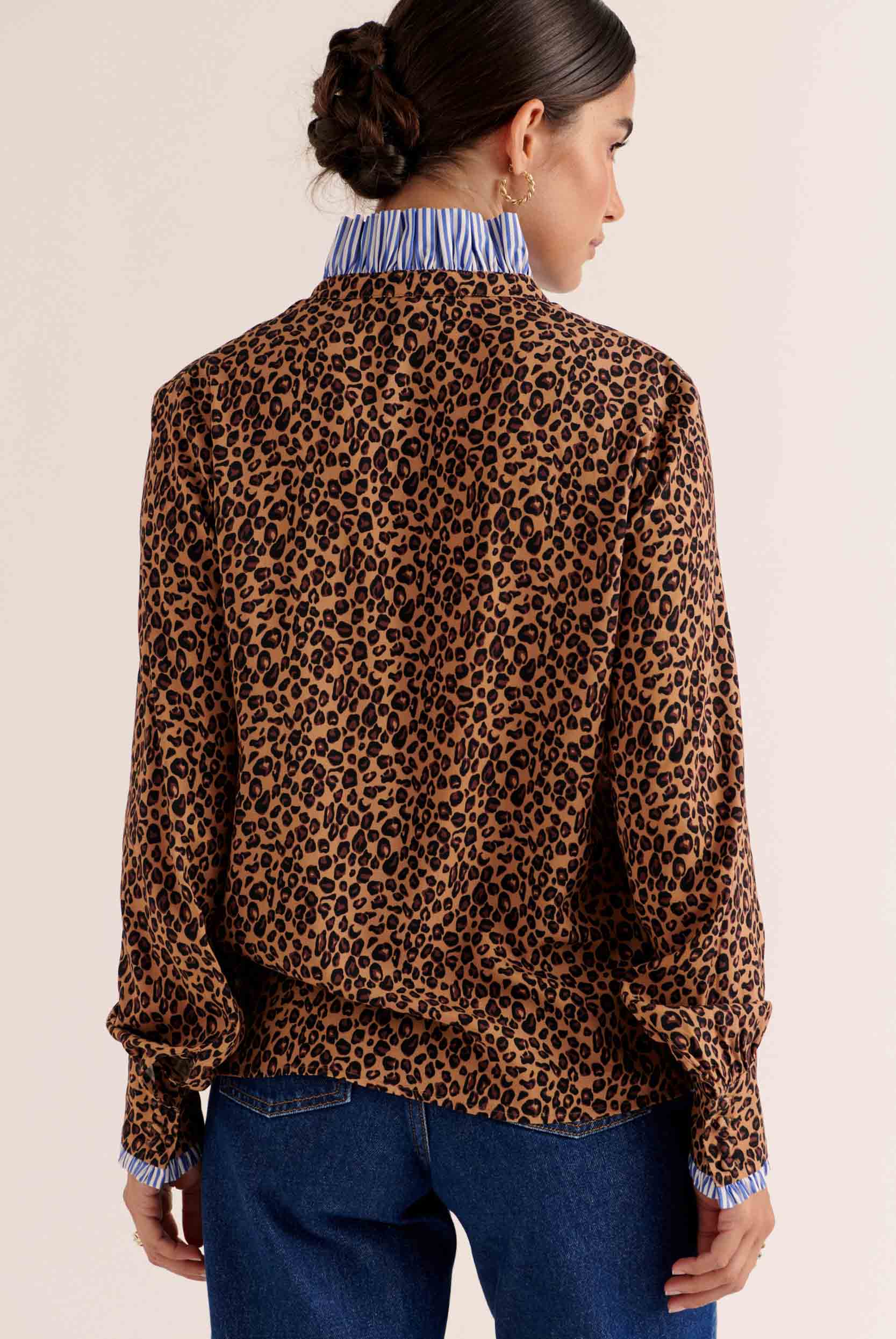 Shirt Mina leopard and stripes blue